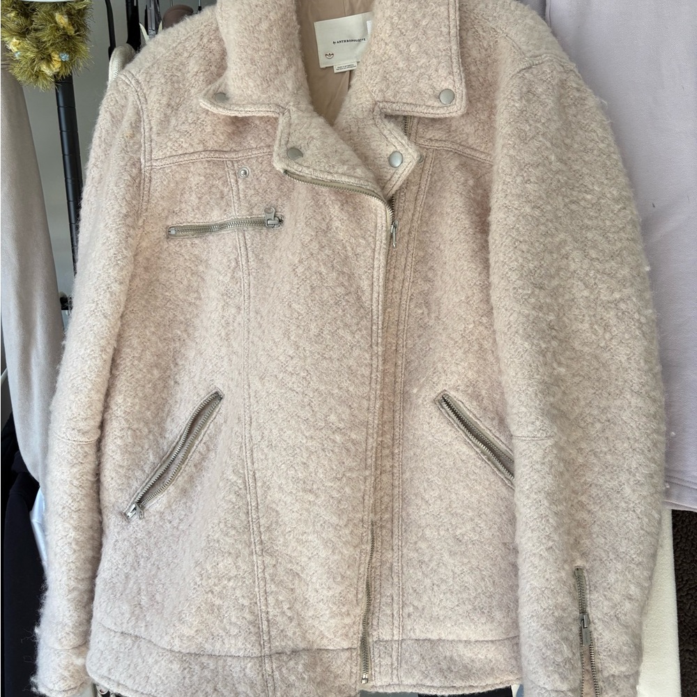 Anthropologie Longline Wool Moto Jacket size L - Picture 3 of 3